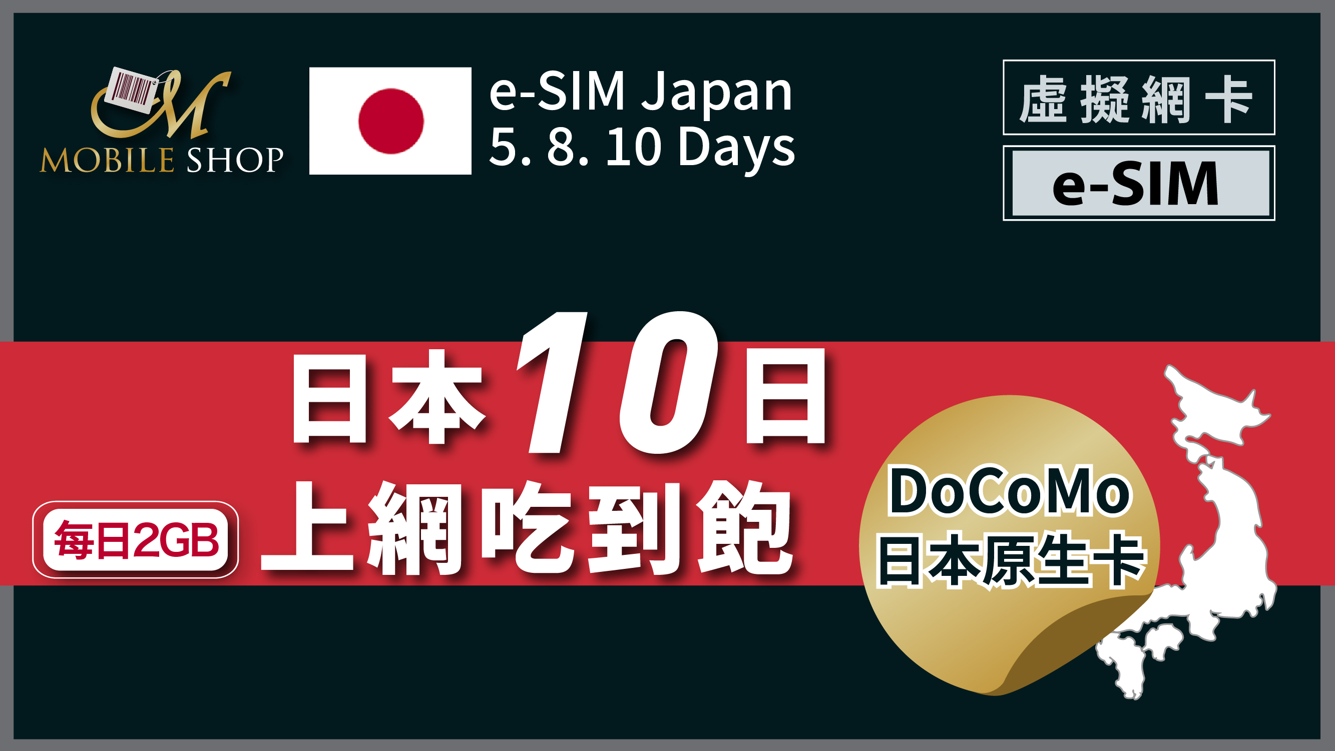 e-SIM Japan 10 Days / 2GB per Day docomo