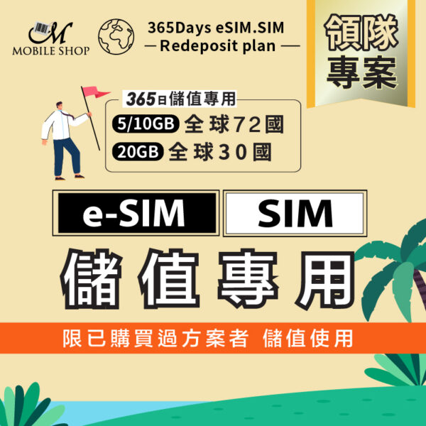 esim/sim儲值 (領隊專案)